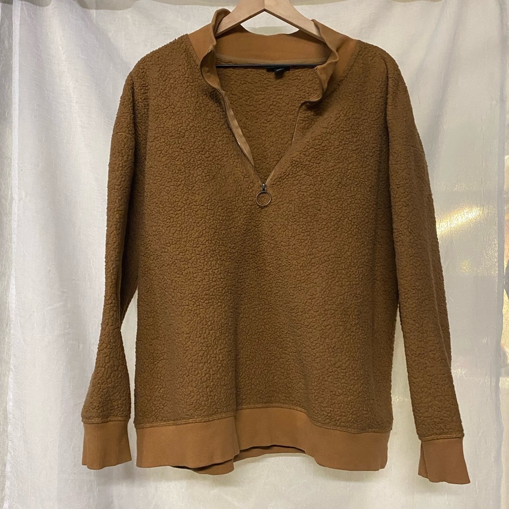 A.n.a - brown, cozy, Sherpa, quarter zip pullover